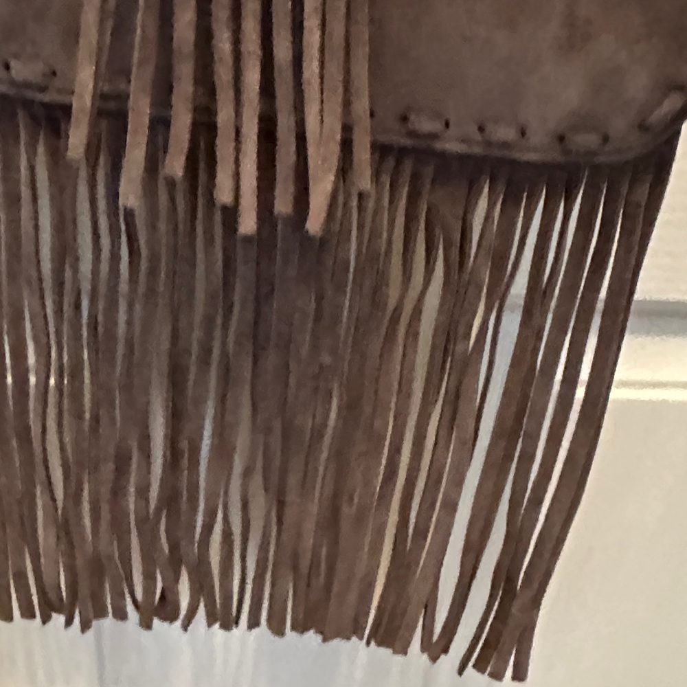 Mossimo Dutti Made in Spain Dark Brown Suede Crossbody Bag Boho Festival Cowgirl - Picture 4 of 6